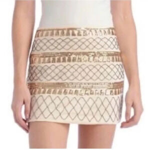 Lovemarks Women Skirt Large 12 14 Mini Bead Sequin Ivory cream Gold Boho stretch